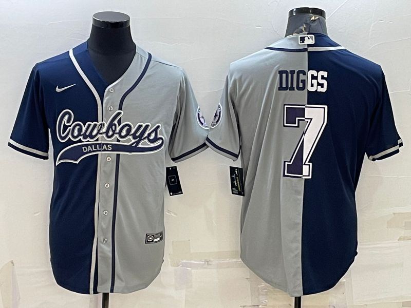 Men Dallas Cowboys #7 Diggs Blue grey 2022 Nike Co branded NFL Jersey->denver broncos->NFL Jersey
